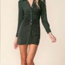 Sky to Moon  SIZE MEDIUM 🍒DEEP GREEN BUTTON FRONT SHIRT DRESS BODYCON RUCHED Photo 1