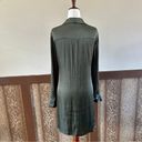 Steve Madden  Tie Curious Long Sleeve Tie-Front Satin Shirt Dress Green Small NEW Photo 4