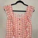 True Craft  Gingham Ruffled Pink Blouse Photo 4