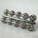 Vintage Small Brooch Bar Set Silver Tone Clear Rhinestones Double Row Costume Photo 4