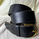 American Eagle  Black Leather Belt Brass Tone Buckle Casual Indie Unisex  L/XL Photo 4