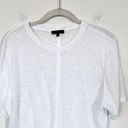 The Range [] White Linen Blend Crew Neck Asymmetrical Hem Cut Off T-Shirt Large Photo 2