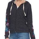 Mudd  Floral Embroidered Zip Up Hoodie Gray Blue Maroon Flower Y2K JUNIORS Large Photo 0