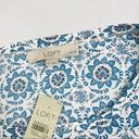 The Loft NWT Blue Floral Medium Petite Open V-Back Top Photo 2