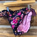 Shade & Shore Women's Ruffle Cheeky Bikini Bottom - ™ Navy Floral M Photo 1