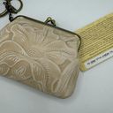 Patricia Nash  Chalk White Embossed Leather Coin Purse Key NEW Kiss lock Photo 4