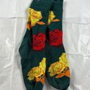 Unisex Red Yellow Roses Green Crew Socks Photo 1