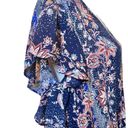 Live and let live Women's  blue floral flutter sleeve top Photo 4