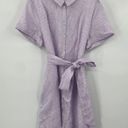 Hill House  Striped Laura Shirtdress Belted Fit & Flare Mini Lilac NEW Womens XL Photo 2