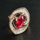 Ruby Vintage Art Deco Style  And Diamond Valentine Costume Ring Photo 4