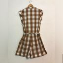 Anthropologie WHIT TWO Gingham Romper Brown & White Checkered size Medium Photo 5