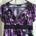 AB Studio  PURPLE BLACK DRESSY BABYDOLL BLOUSE Size Large EUC #7758 Photo 1