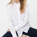 Rails  Women’s Sz M White Silk Navy Heart Print Kate Button Down Tailored Blouse Photo 0