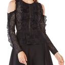 BCBGMAXAZRIA Maddy Cold Shoulder Lace Ruffle Peplum Top Sz Small Photo 1