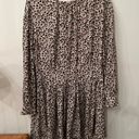 Rebecca Taylor  Leopard Print Silk Caramel Combo Drop Waist Dress | Size 10 Photo 3