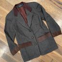 Houndstooth Harve Benard Vintage  Leather Trim Blazer Jacket Size Medium Photo 1