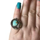 Vintage Blue  Turquoise Leaf Ring, Sterling Silver Native American Ring Sz 4.5 Photo 5