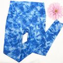 Luna K-DEER  Tie Dye Print High Waisted High Rise Sneaker Length Leggings Blue Photo 5