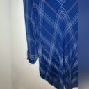 Max Studio  Blue Plaid Long Sleeve Rayon Button Up High-Low Shirt - Size S Photo 10