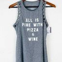 Grayson Threads All Is‎ Fine With Pizza and Wine Gray Graphic Tank Medium Photo 2