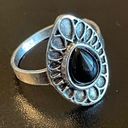 Onyx Vintage black  stone silver plated ring size 6.5 Photo 1