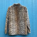 Pink Lily  Women's Size Medium Brown Leopard Print Faux Fur Quarter Zip Sweater Photo 4