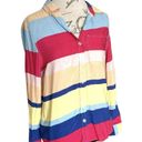 Velvet Heart  Womens Button Down Shirt Size Small Striped Colorful Long Sleeve Photo 1