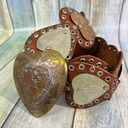 Vintage Brown Leather Belt Heart Shape Metal Buckle Morocco Adjustable Boho Photo 2