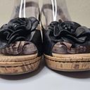 Blossom Born  Black Leather Slingback Open Toe Cork Wedge Shoes Women's Size 9M Photo 2