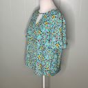 Wishful park  Turquoise & Yellow Flowers Boho Short Sleeves Flowy Top S Photo 5