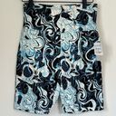 BP NWT  by Nordstrom High Waist Bike Shorts in Black Blue Meridian Print - Med Photo 1