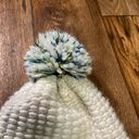 The North Face  Cream Pom Beanie Stocking Cap Hat Leather Logo Photo 1