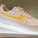 Nike  Air Force 1 Platform Leather Sneakers 8 White Pearl Pink Opti Yellow Photo 4