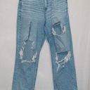 American Eagle Light Wash Stretch High Rise Curvy 90s Straight Leg Jeans Photo 0