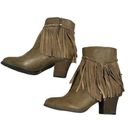 sbicca  womens Brown Leather With Fringe Ankle High Boots, Booties, Size 8.5 Photo 1