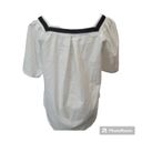 Harvé Benard Harve Bernard White & Black Front Pleaded Short Sleeve Square Neckline Blouse Photo 2