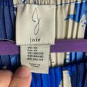 Joie  Plus Size 1X Tank Top Floral Print Pleated Blue And Cream Boat Neck Texture Photo 4