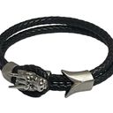 The Row Steeltime  Dragon Double Braided Leather Bracelet  Black Silver  Unisex Photo 6