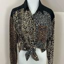 Allison Taylor Vintage  Silk Blouse Button Down Mixed Animal Print M Photo 4