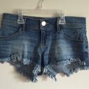 Hollister Faded Denim Distressed Frayed Hem Low Rise Short-Shorts Photo 0