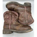 Justin Boots Justin Womens Boots 8.5 Western Justin Gypsy Steel Toe Work Leather Brown Pink Photo 7