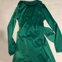 In The Style tie front satin blazer dress in emerald green Photo 2