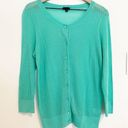 Talbots  Women’s Mint Green Waffle Knit Pima Cotton Cardigan Size Medium Photo 0