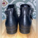 Vionic  Logan Leather Ankle Boot Black Sz 8.5 Block Heel Buckle Accents Photo 5