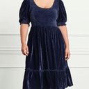 Hill House  The Louisa Nap Dress Smocked Navy Blue Velvet Ruffle Midi Dress XXL Photo 0