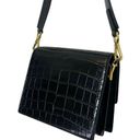 JW Pei  Mini Flap Croc Crossbody Black Bag Vegan Leather Purse Womens Photo 0