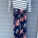 Krass&co Lux &  XL Bernice 2fer Knit Stripes and Floral Maxi Dress - navy, white, pink Photo 10