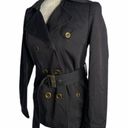 Buttons Luxury Japanese Brand Noue Rue Pea Coat S Black Belted  Lined Pockets Photo 4