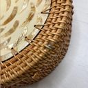 Wicker and Mother of Pearl Woven Crossbody Round Bag Photo 9