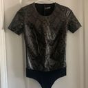 Commando Women’s Small  Gray Snake Faux Leather Short Sleeve Shaping Bodysuit Photo 0